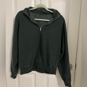 John Galt Brandy Melville Dark Green Quarter Zip Sweatshirt